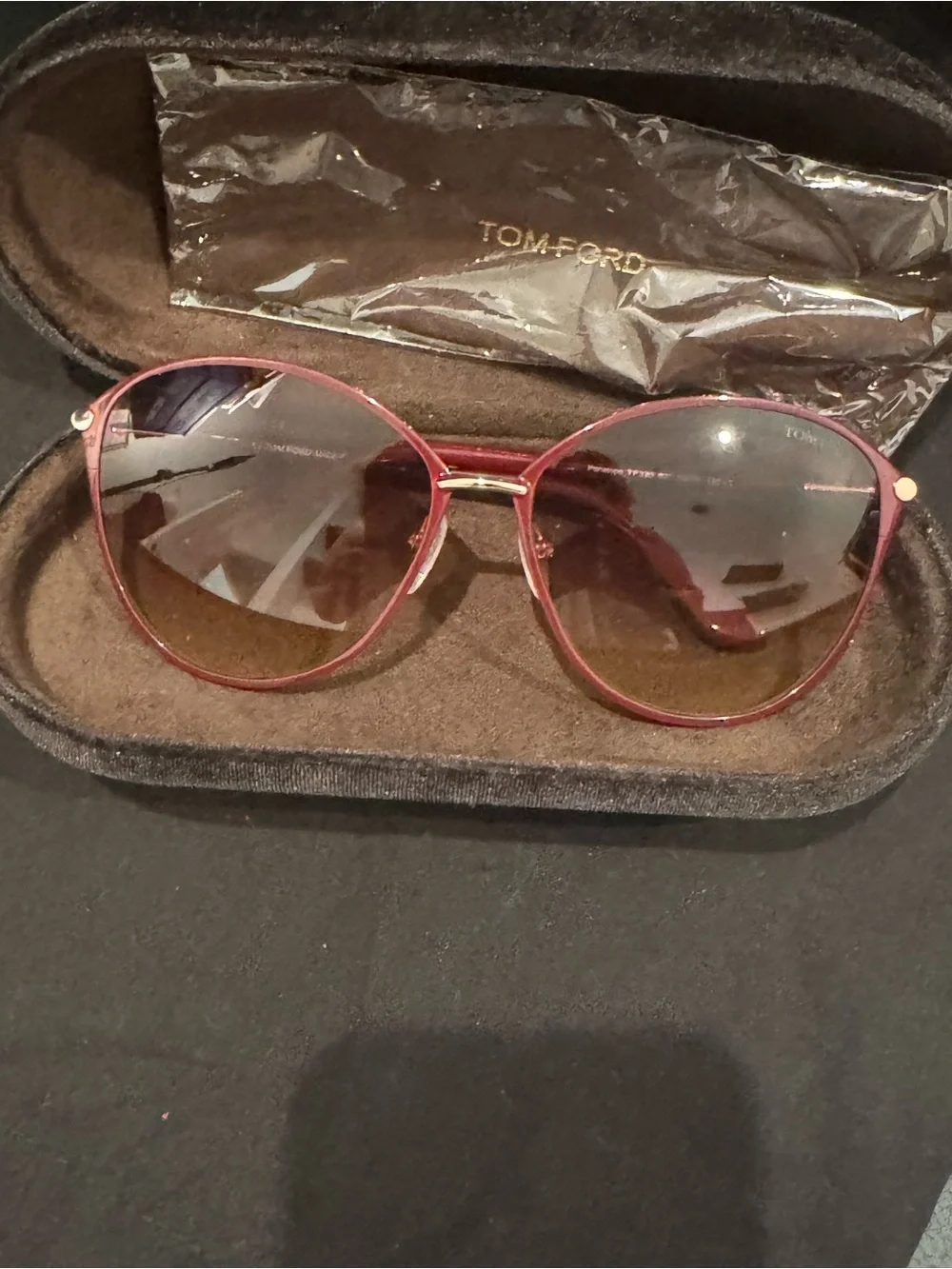 Tom Ford Penelope Women's Sunglasses - Burgundy Frame with Brown Gradient Lenses